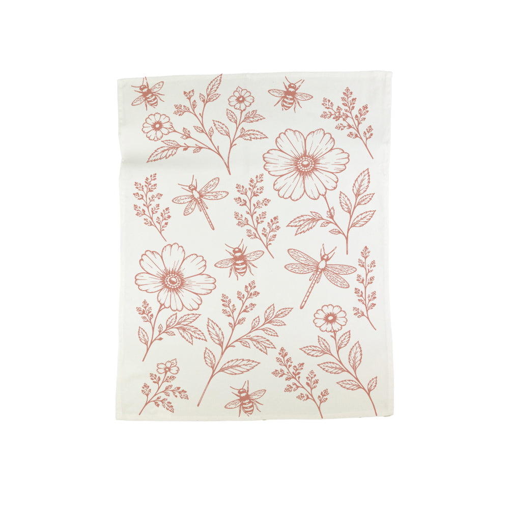 Pink Meadow Cotton Tea Towel