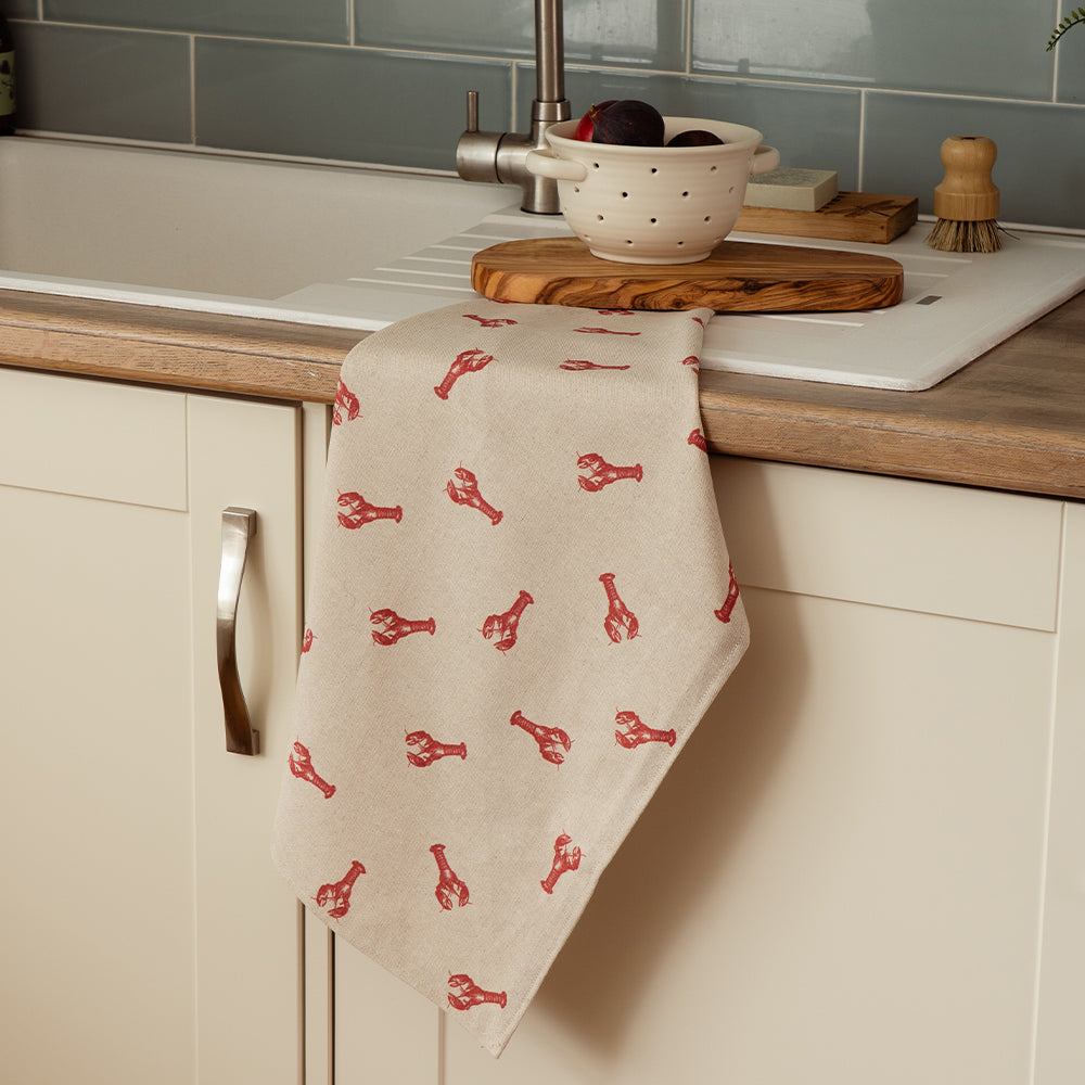 Red Lobster Repeat Cotton Tea Towel