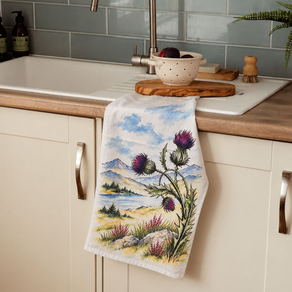 Scenic Thistle Cotton Tea Towel