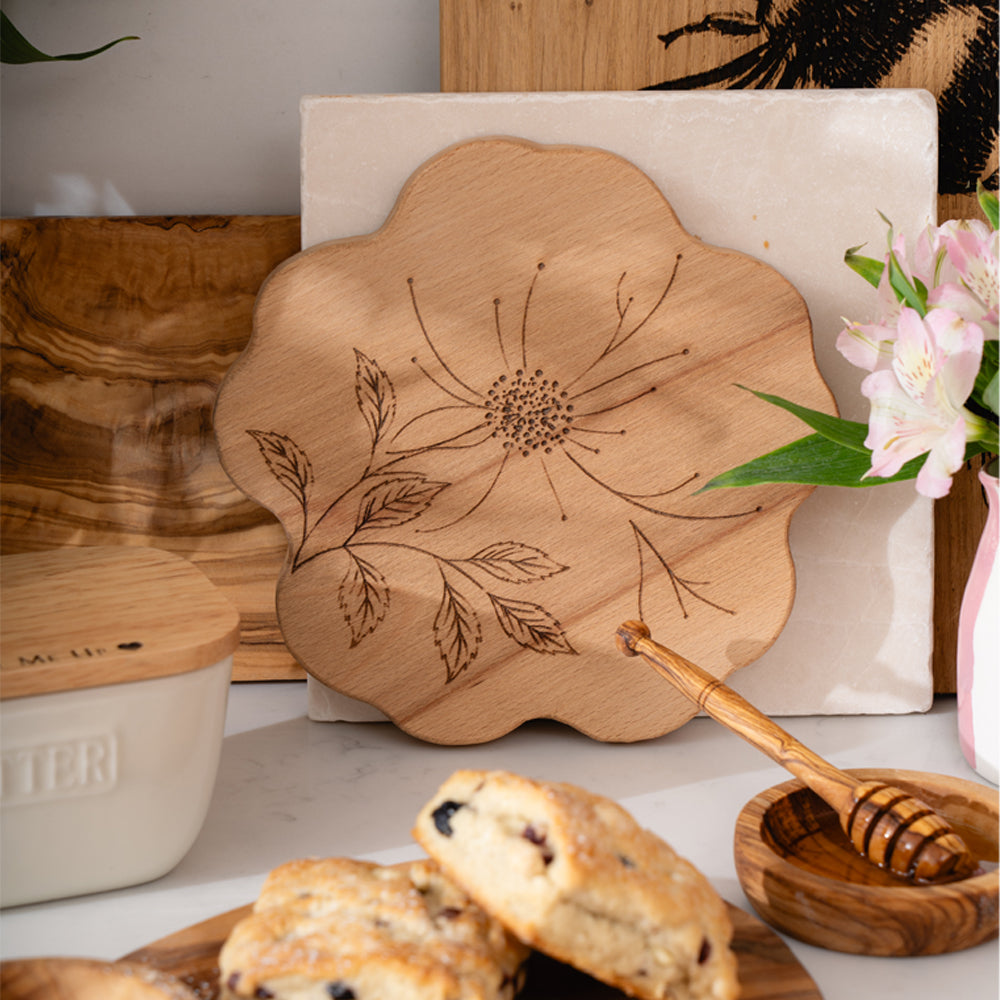 Flower Framed Beech Serving Board