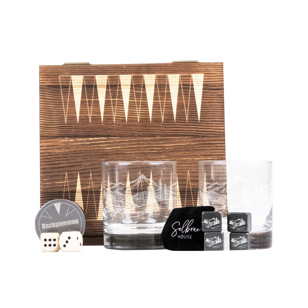 Landscape Backgammon and Glass Set