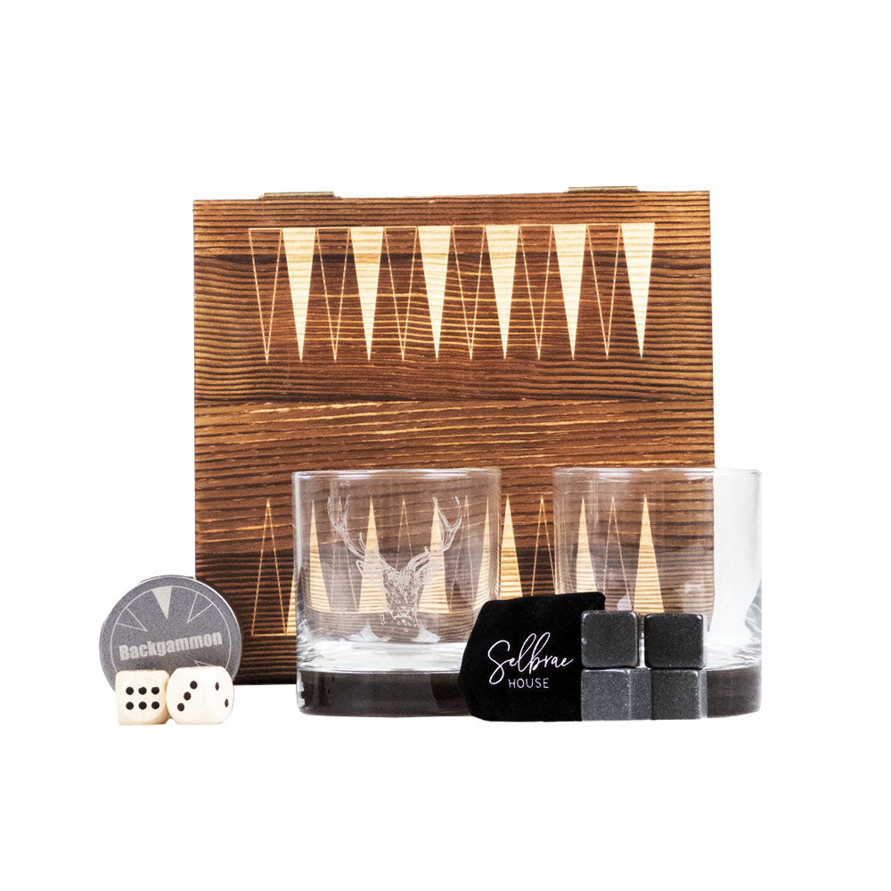 Stag Backgammon and Glass Set