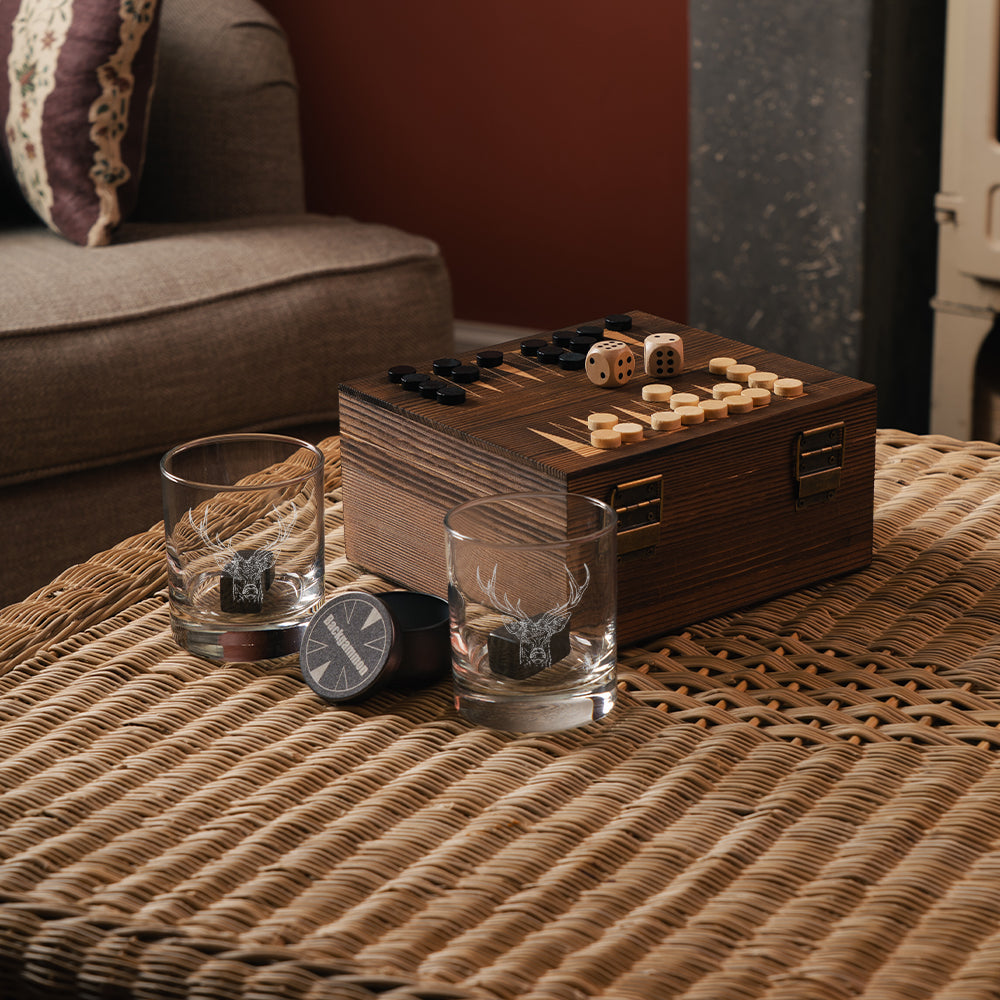 Stag Backgammon and Glass Set