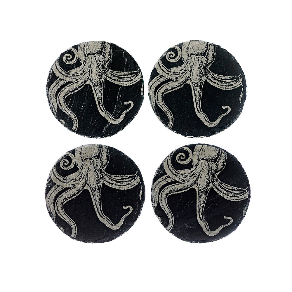 Octopus Slate Coasters - Set of 4