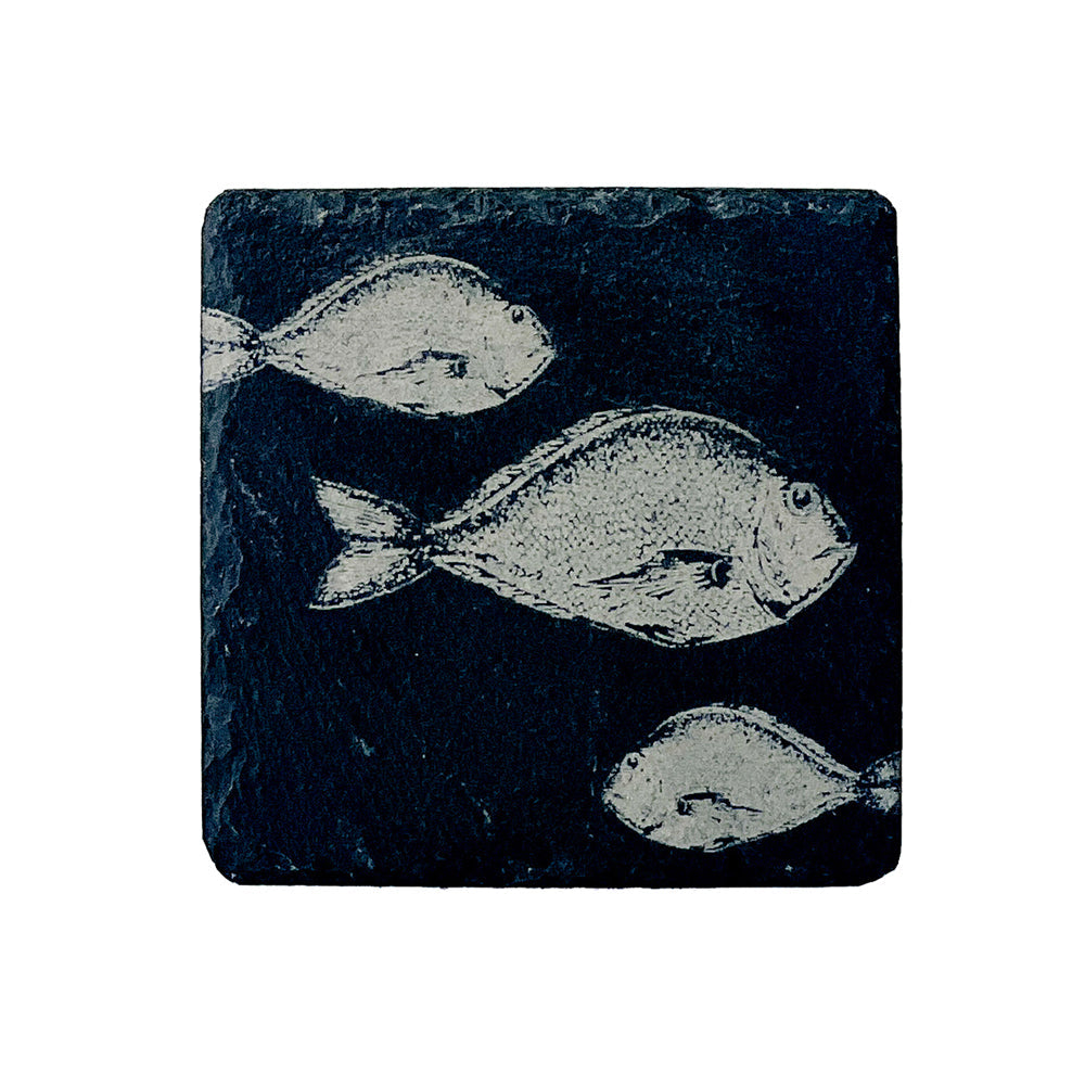Fish Repeat Single Slate Coaster