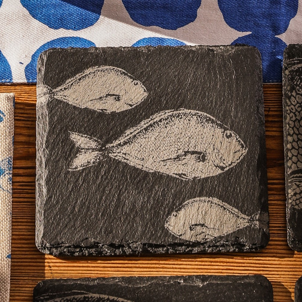 Fish Repeat Single Slate Coaster