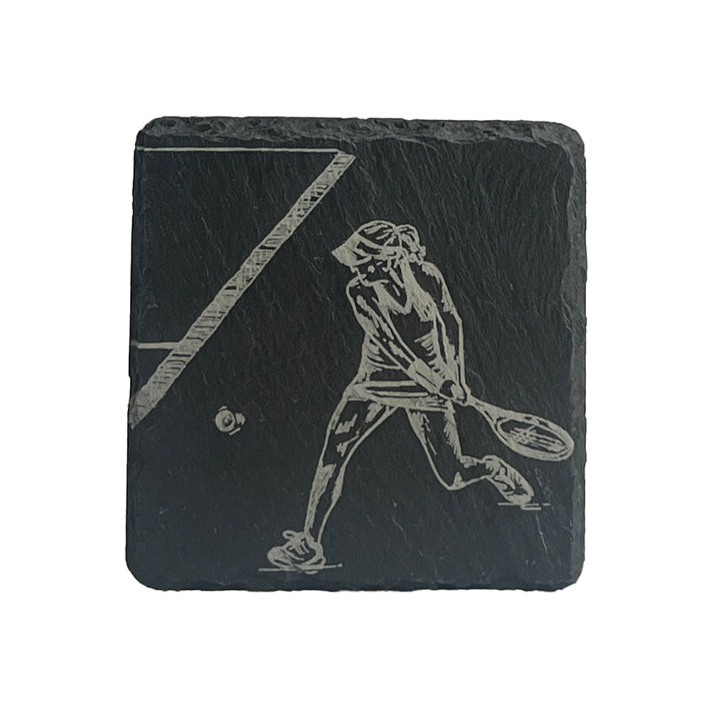 Female Tennis Player Single Slate Coaster