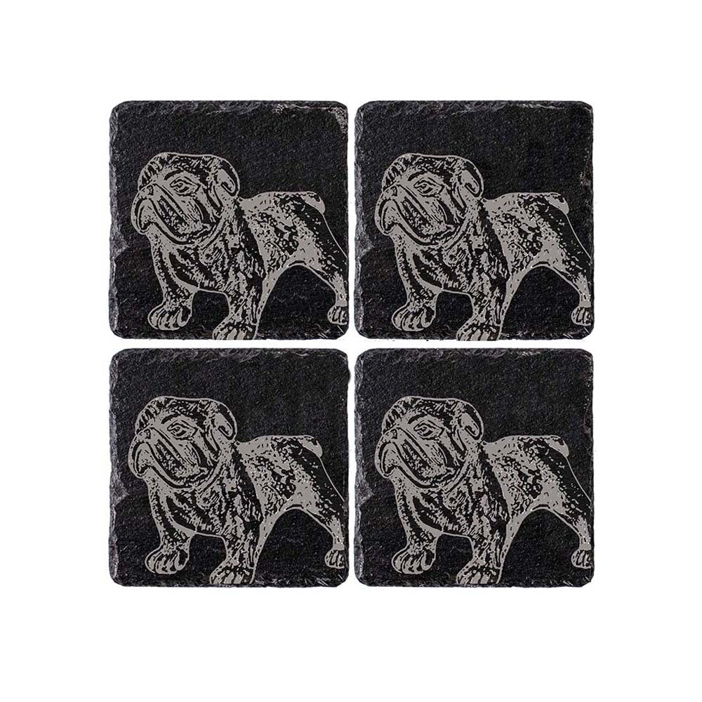 Bulldog Slate Coasters - Set of 4