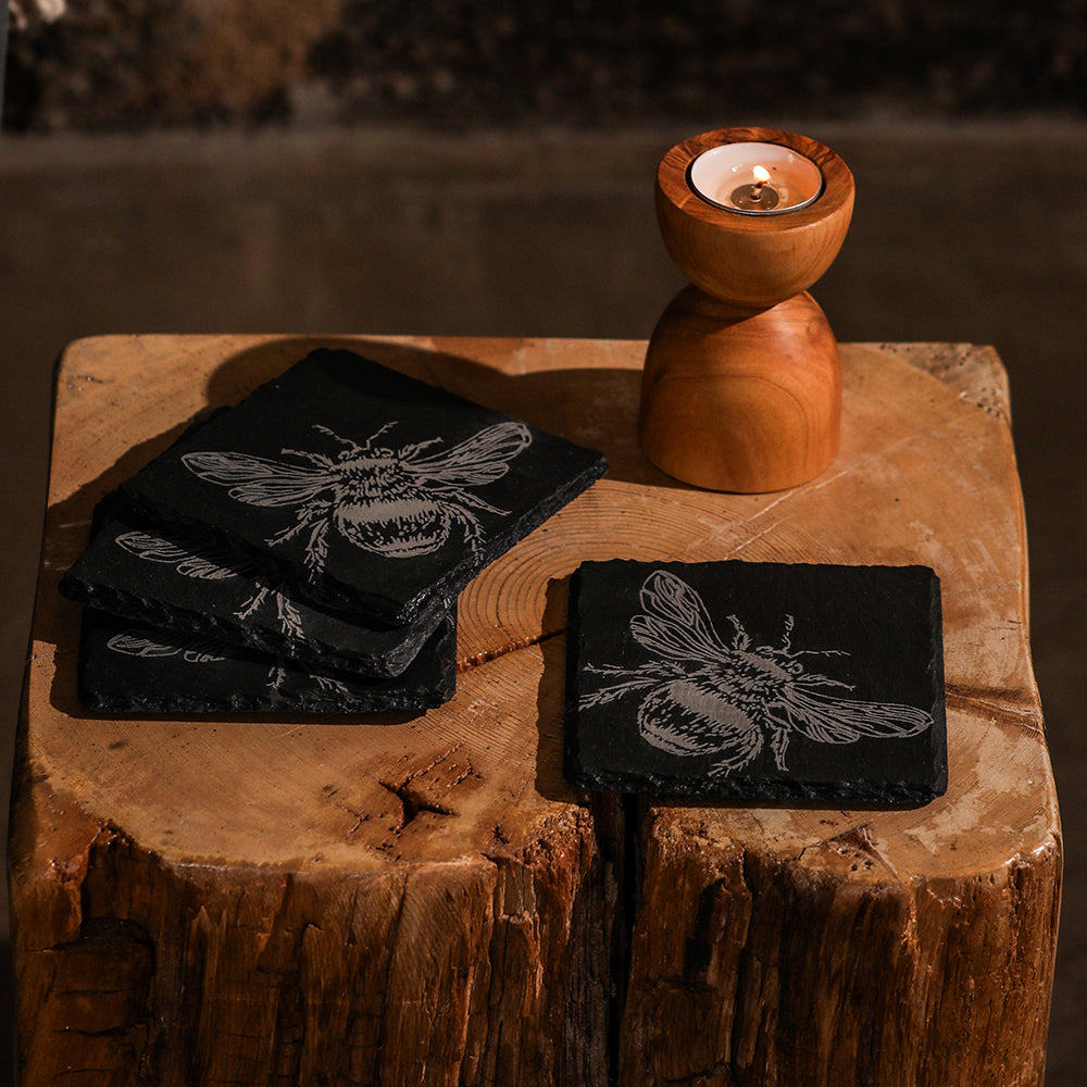 Bee Slate Coasters - Set of 4