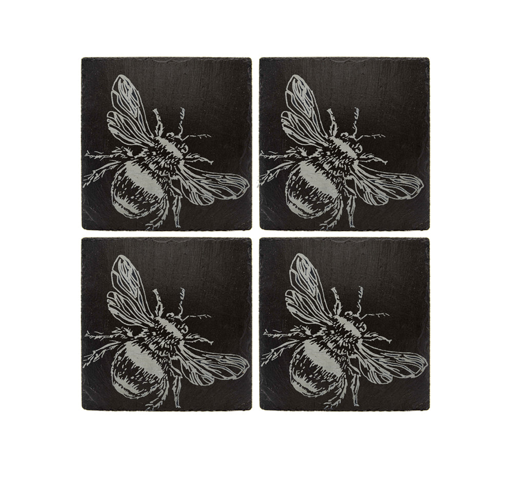 Bee Slate Coasters - Set of 4