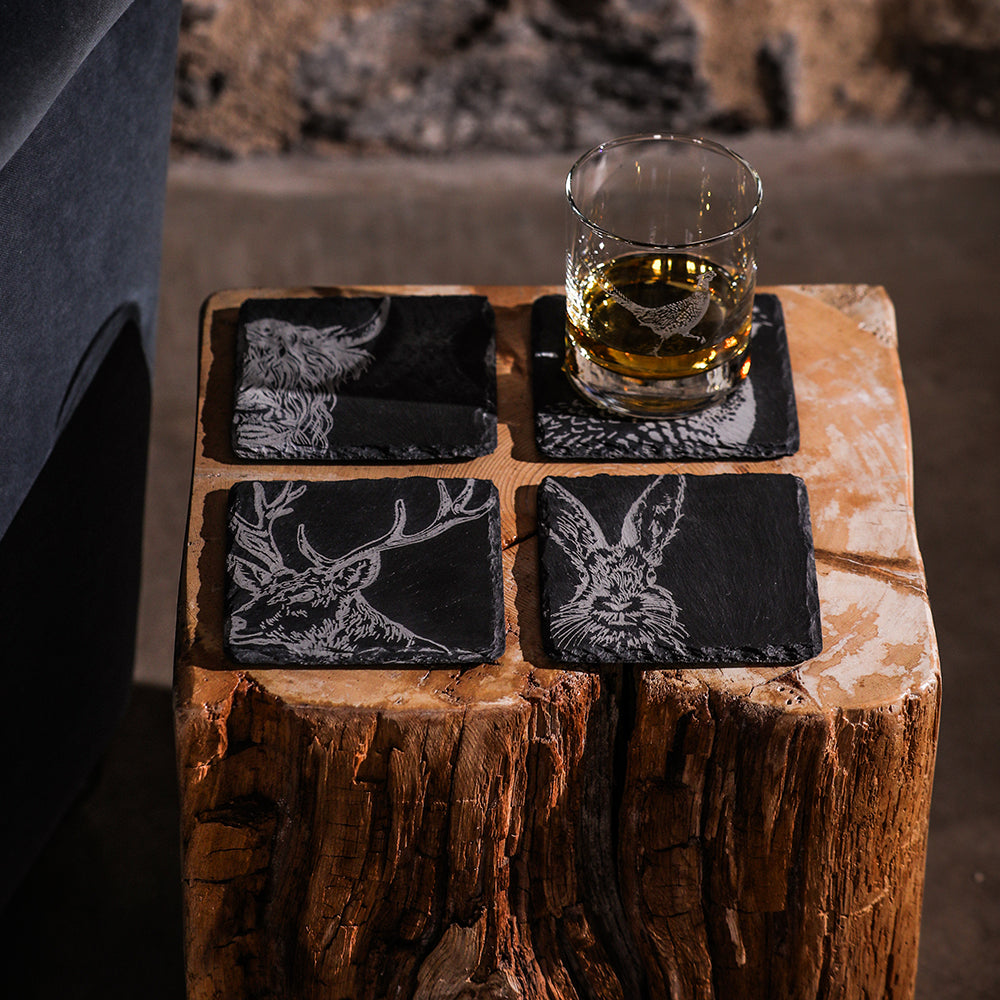 Country Animals Slate Coasters - Set of 4