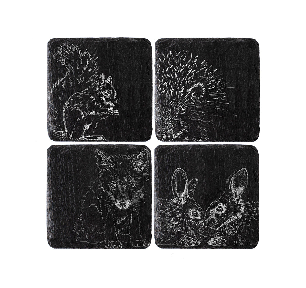 Woodland Friends Slate Coasters - Set of 4