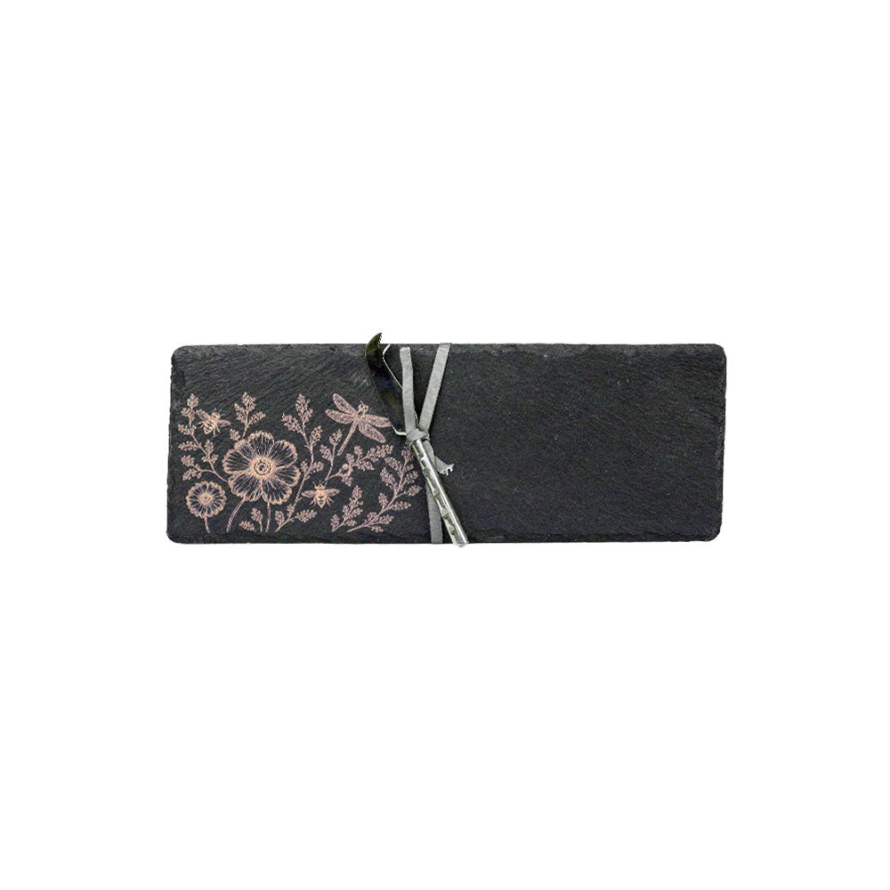 Pink Meadow Mini Slate Cheese Board & Knife Set