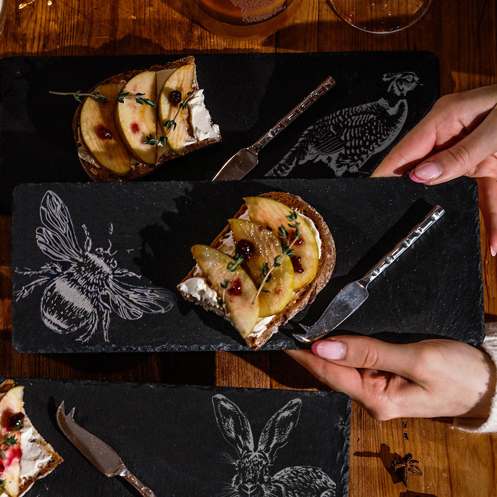 Bee Single Mini Slate Cheese Board & Knife Set