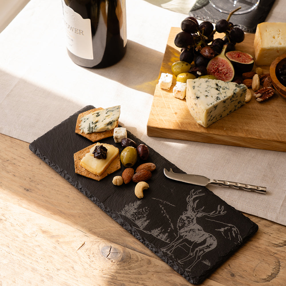Scenic Stag Mini Slate Cheese Board & Knife Set