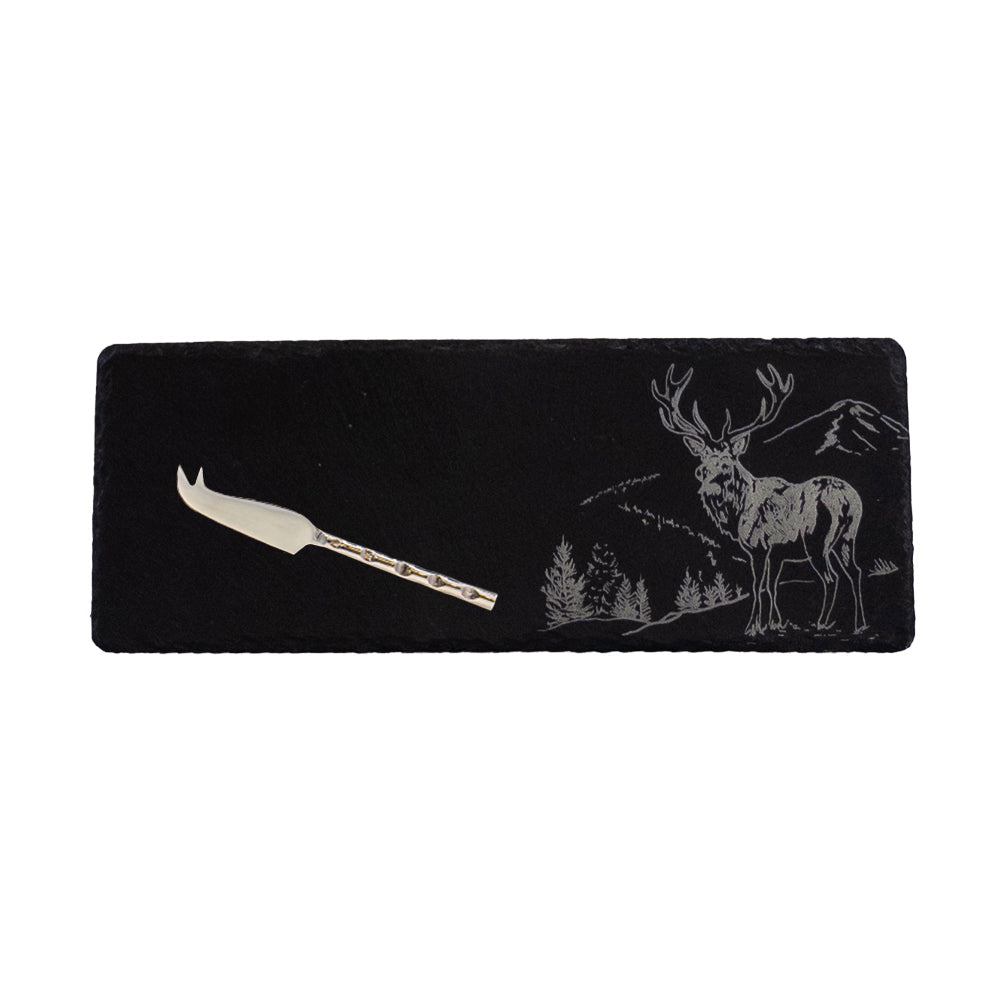 Scenic Stag Mini Slate Cheese Board & Knife Set