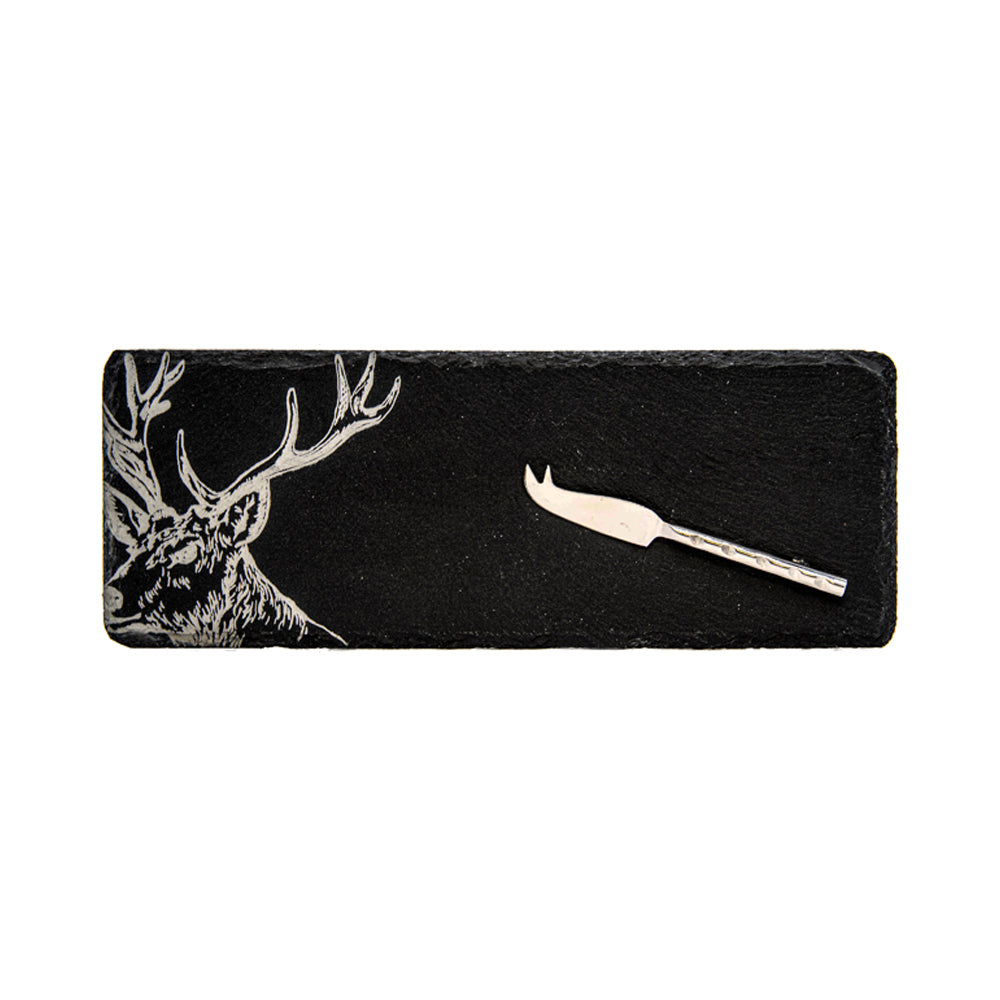 Stag Single Mini Slate Cheese Board & Knife Set
