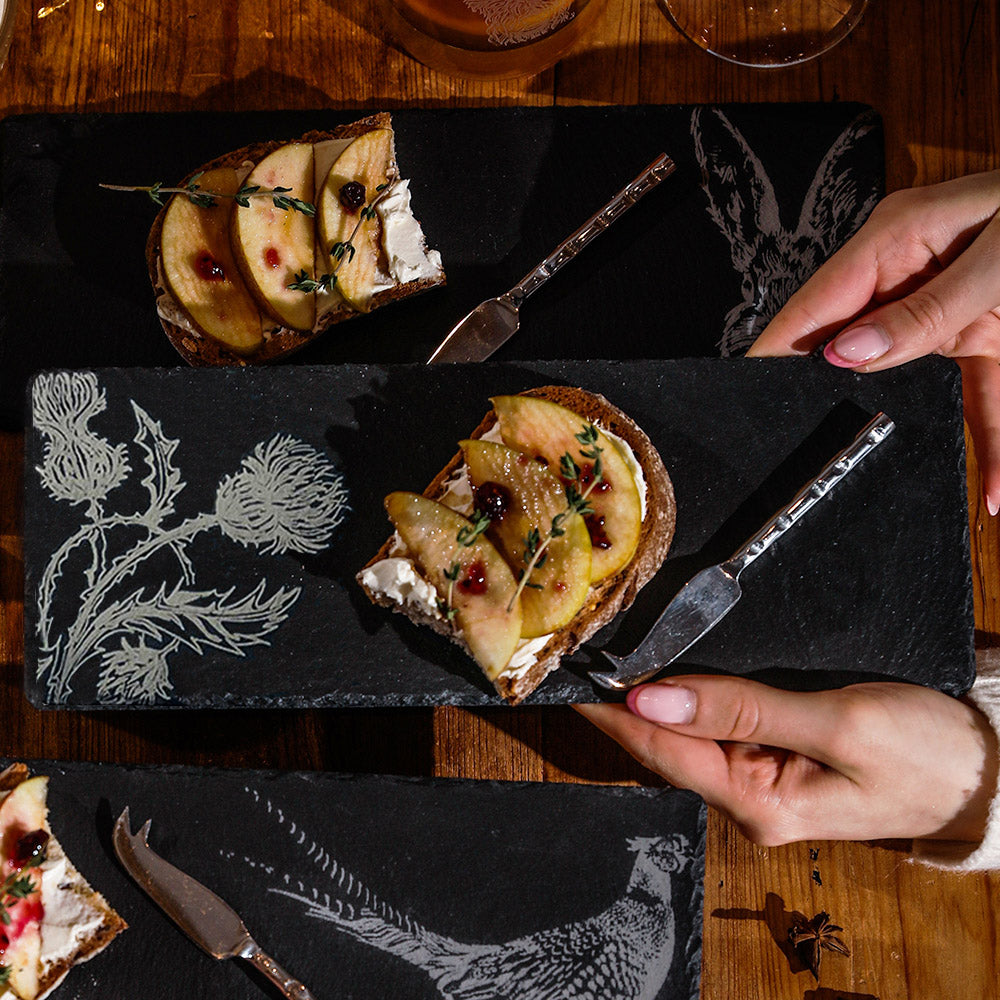 Thistle Trio Single Mini Slate Cheese Board & Knife Set