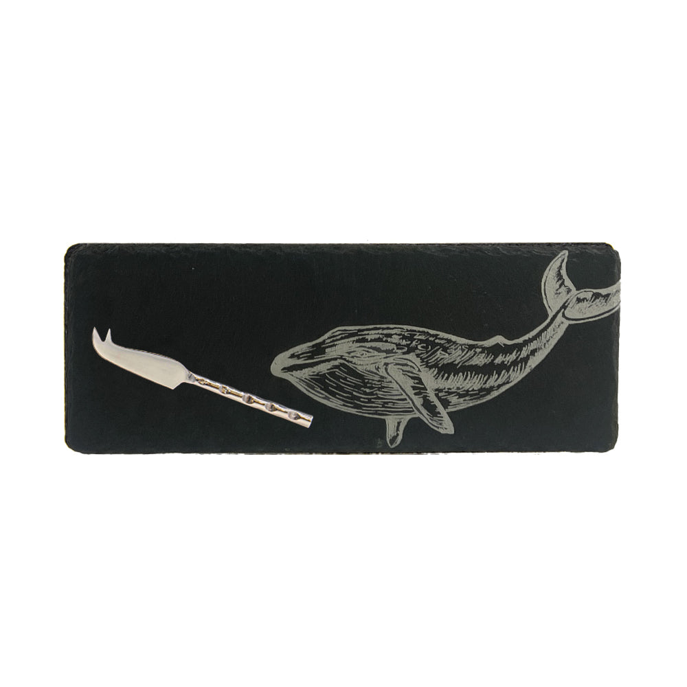 Whale Single Mini Slate Cheese Board & Knife Set