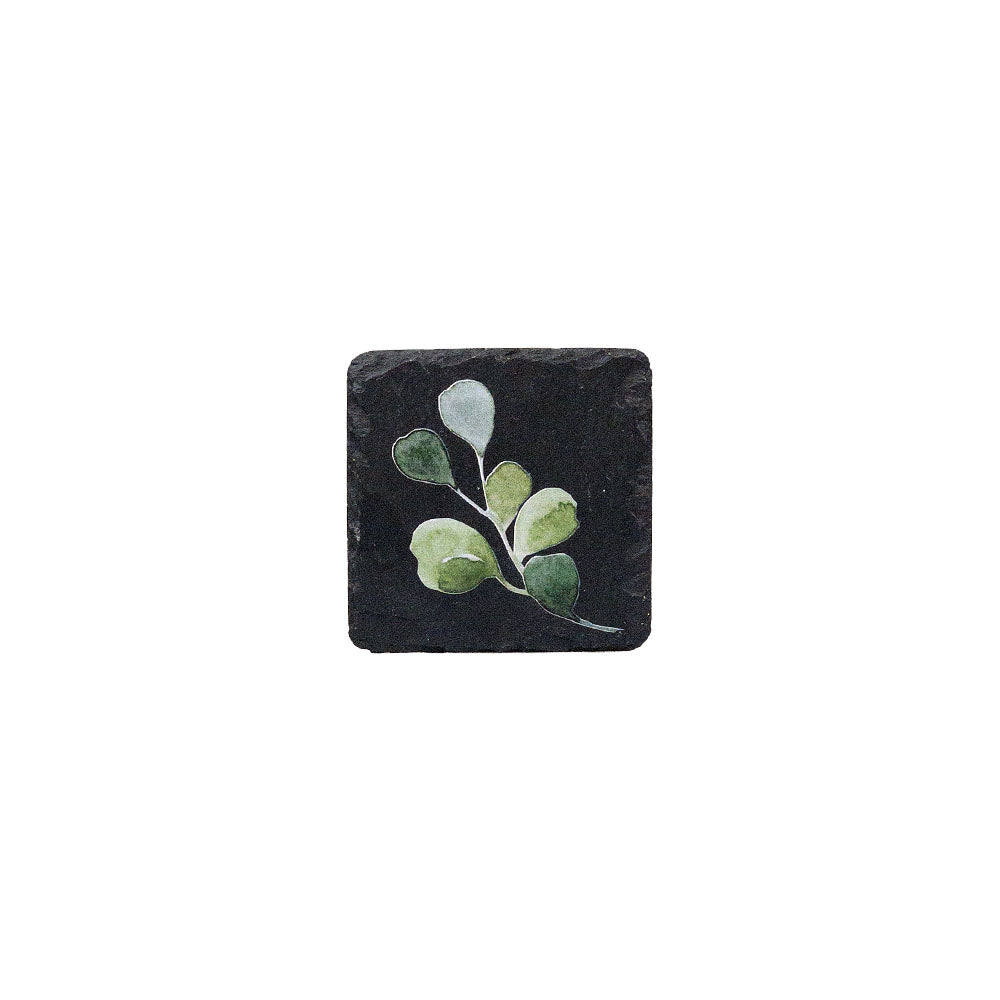Single Slate Coaster - Green Flora