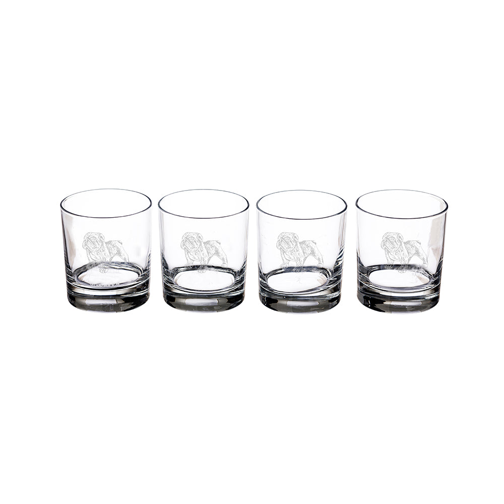 Bulldog Glass Tumblers - Set of 4