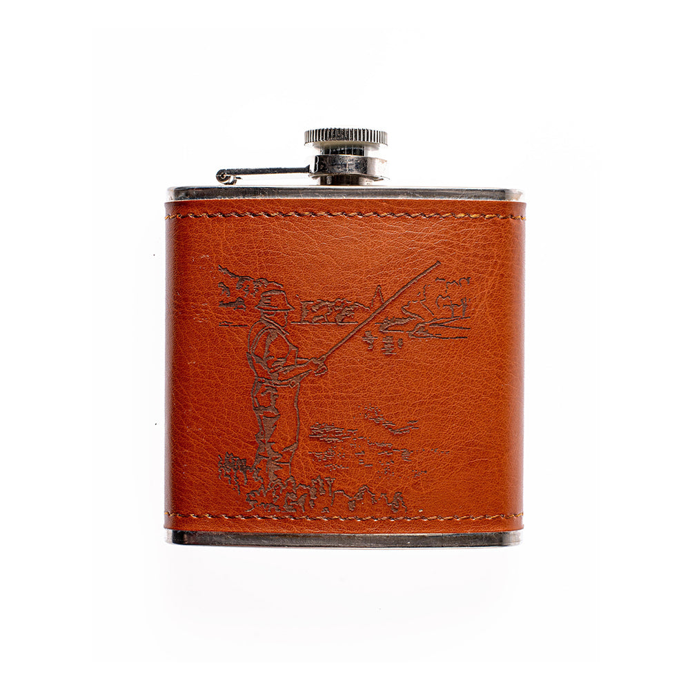 Fishing Leather Hip Flask