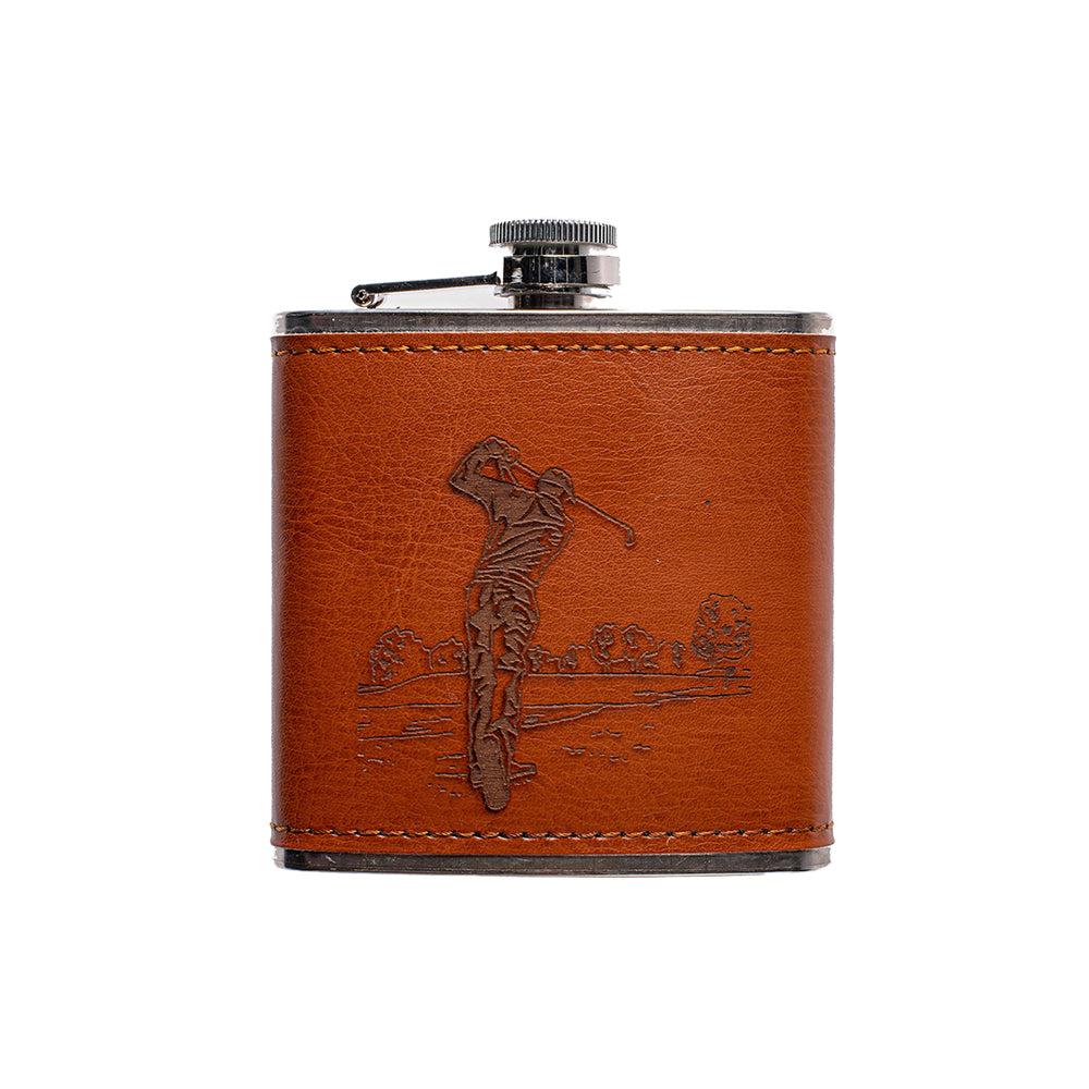 Golf Leather Hip Flask