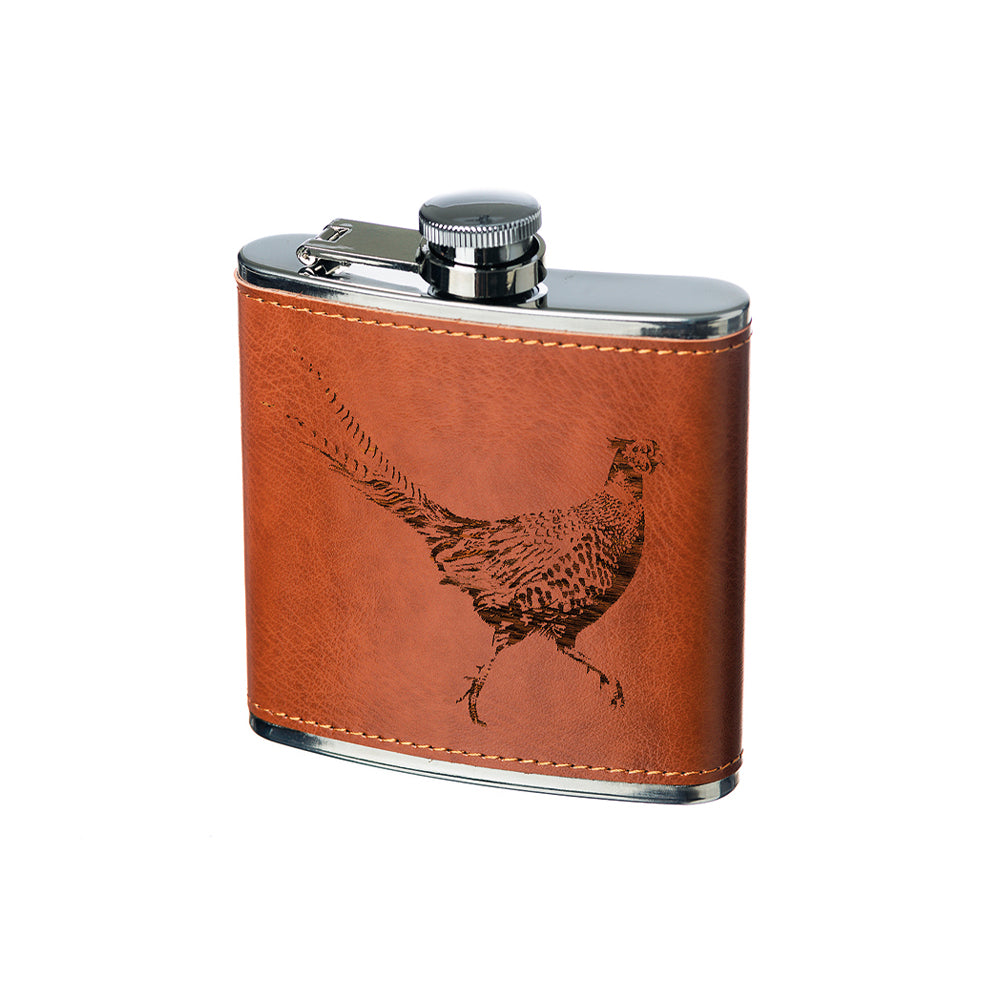 Pheasant Leather Hip Flask