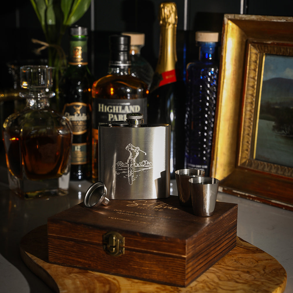 Golf Hip Flask & Cup Set