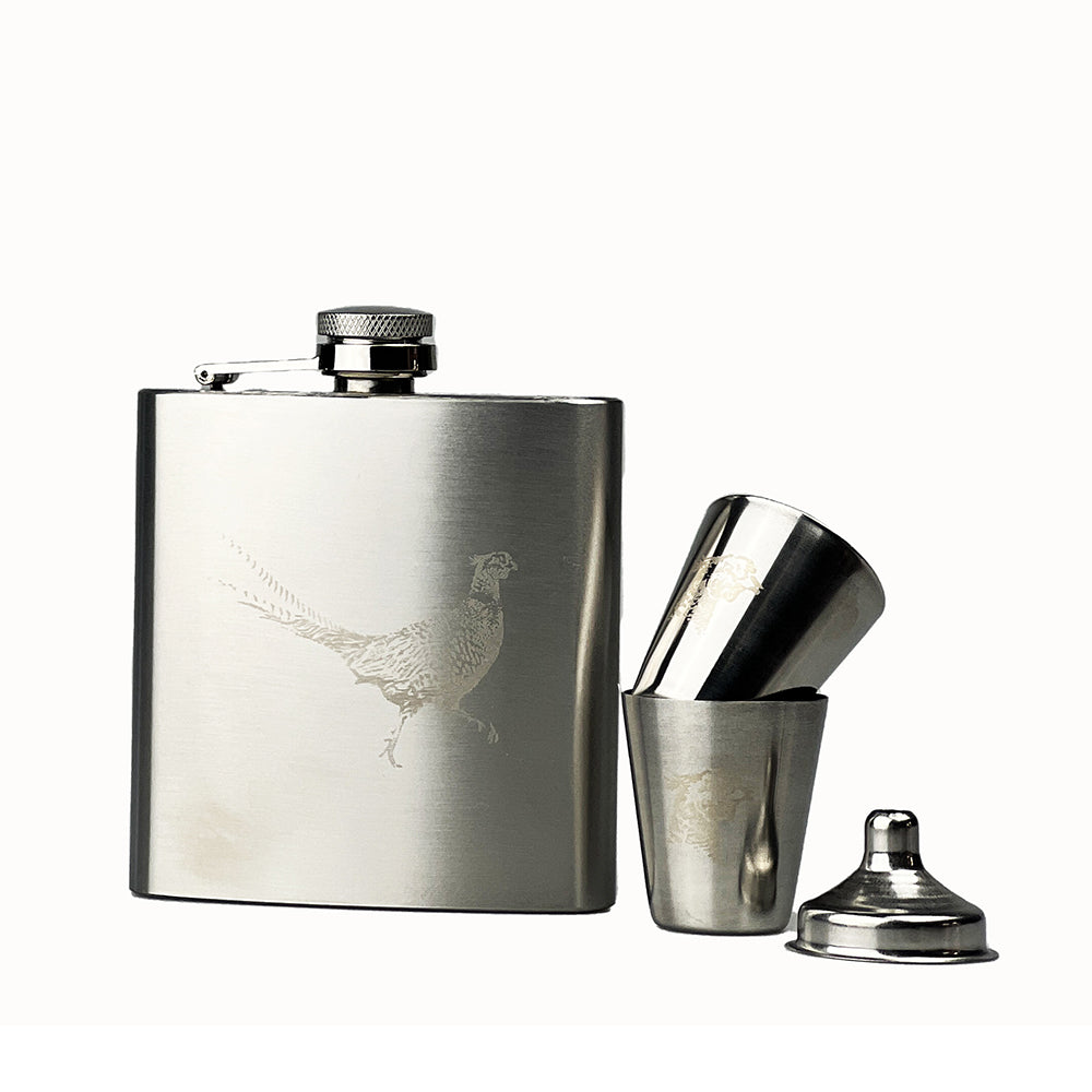 Pheasant Hip Flask & Cup Set