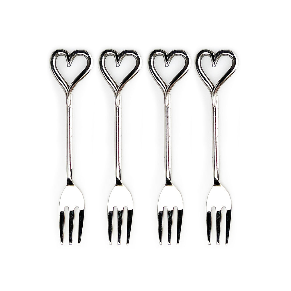 Love Heart Pastry Forks - Set of 4
