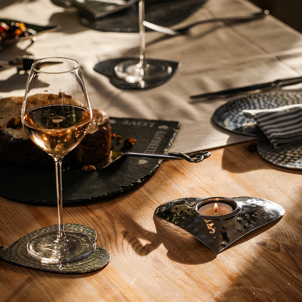 Heart Hand Hammered Tea Light Holder