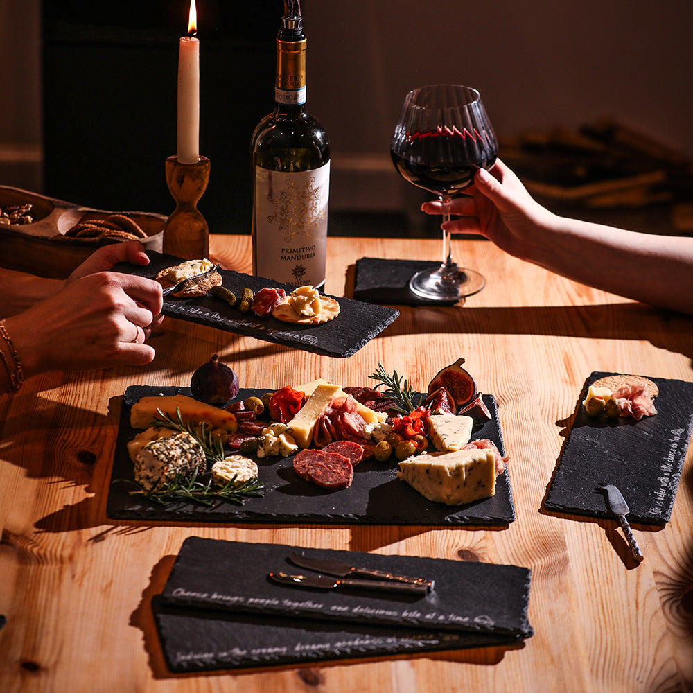 Cheese Sayings Mini Slate Cheese Board & Knife Sets - Set of 4