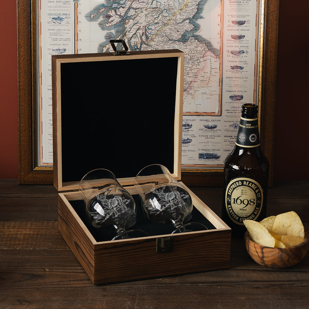 Scenic Stag Beer Glasses - Set of 2