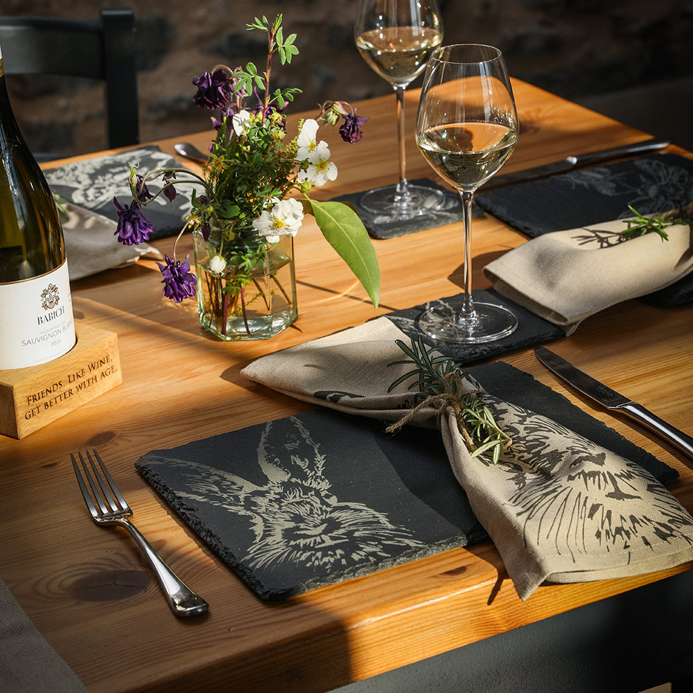 Hare Slate Coaster & Place Mat Set