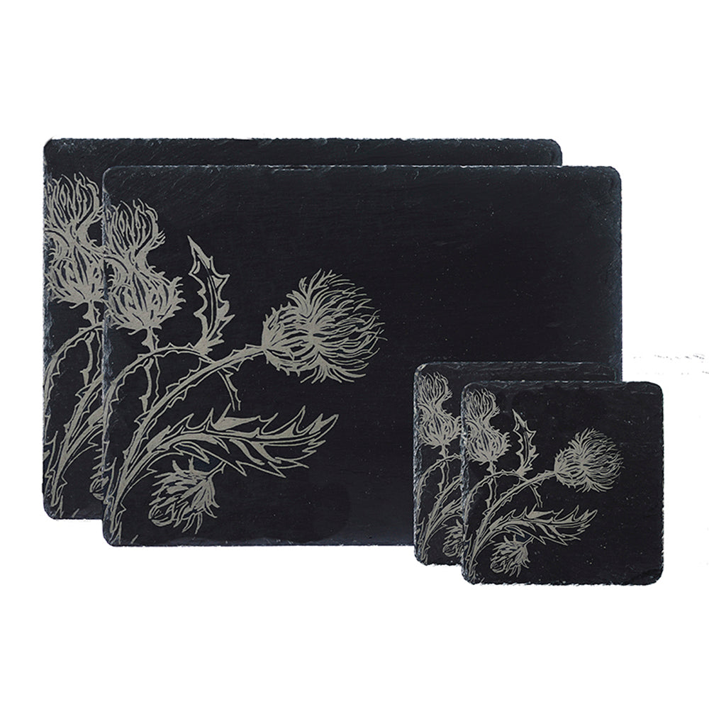 Thistle Trio Slate Place Mat & Coaster Set