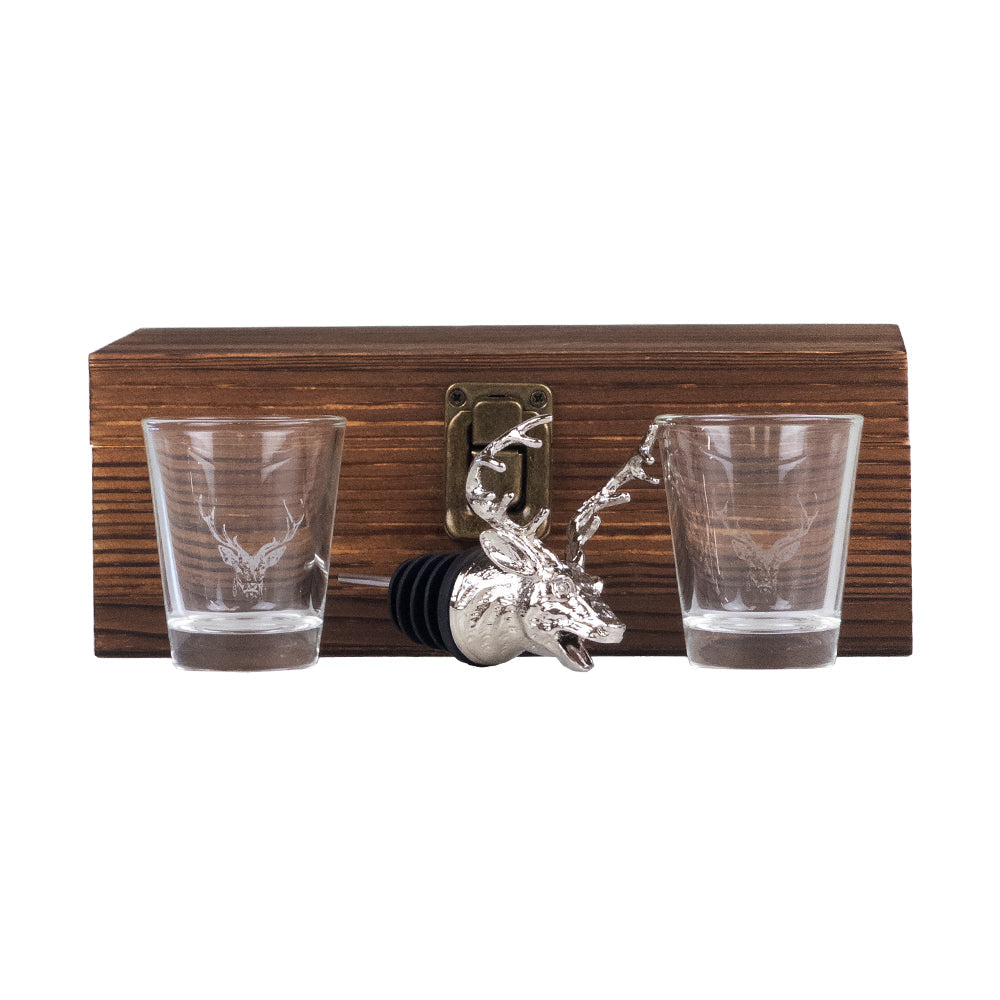 Stag Drinks Pourer and Shot Glass Set