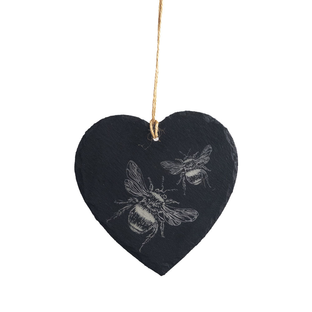 Bee Slate Decoration  - Large Heart