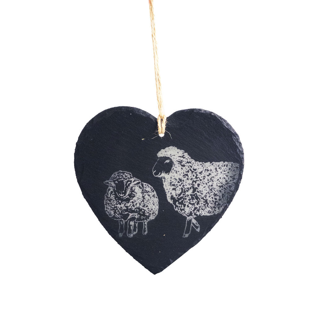 Sheep Slate Decoration  - Large Heart