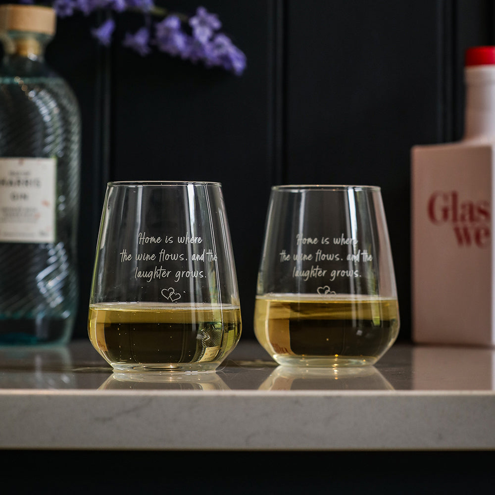 Wine & Laughter Stemless Glasses - Set of 2