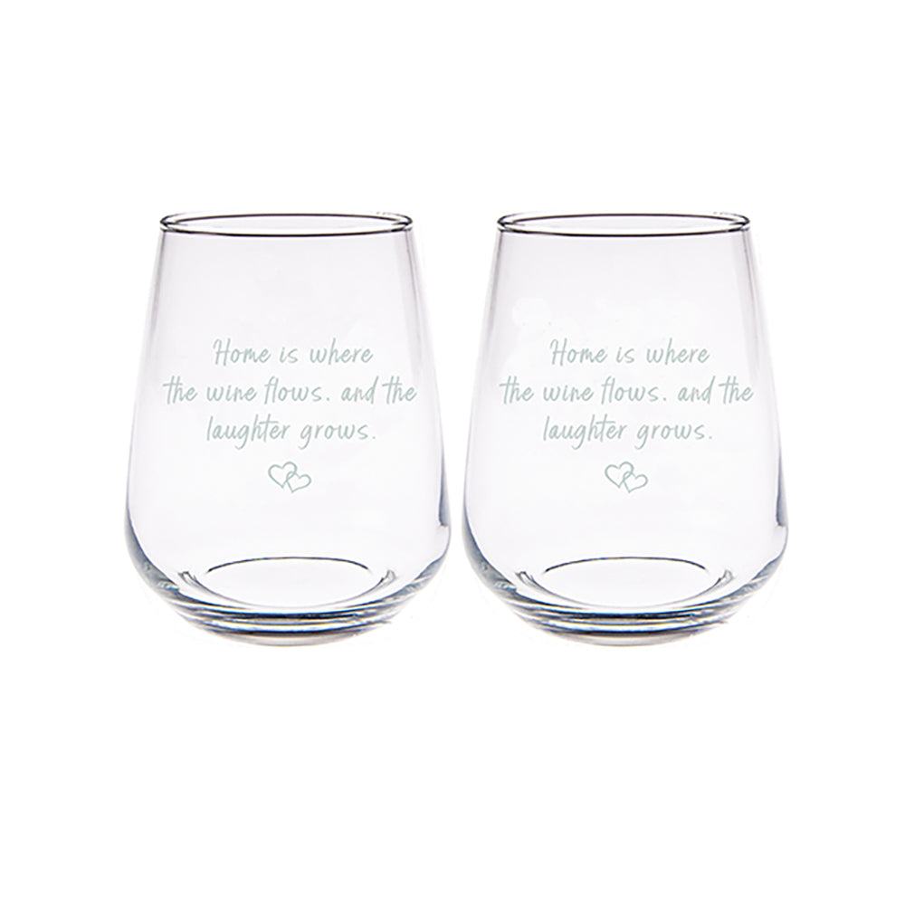 Wine & Laughter Stemless Glasses - Set of 2