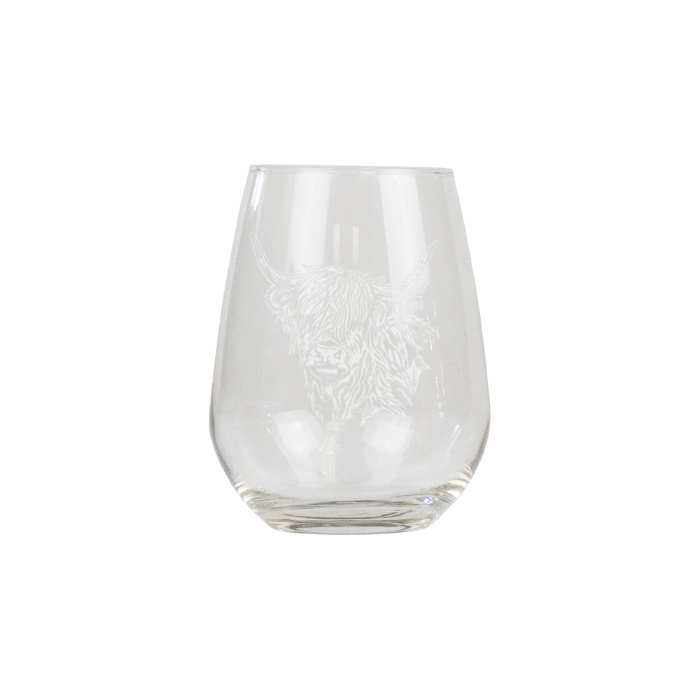 Highland Cow Stemless Glass