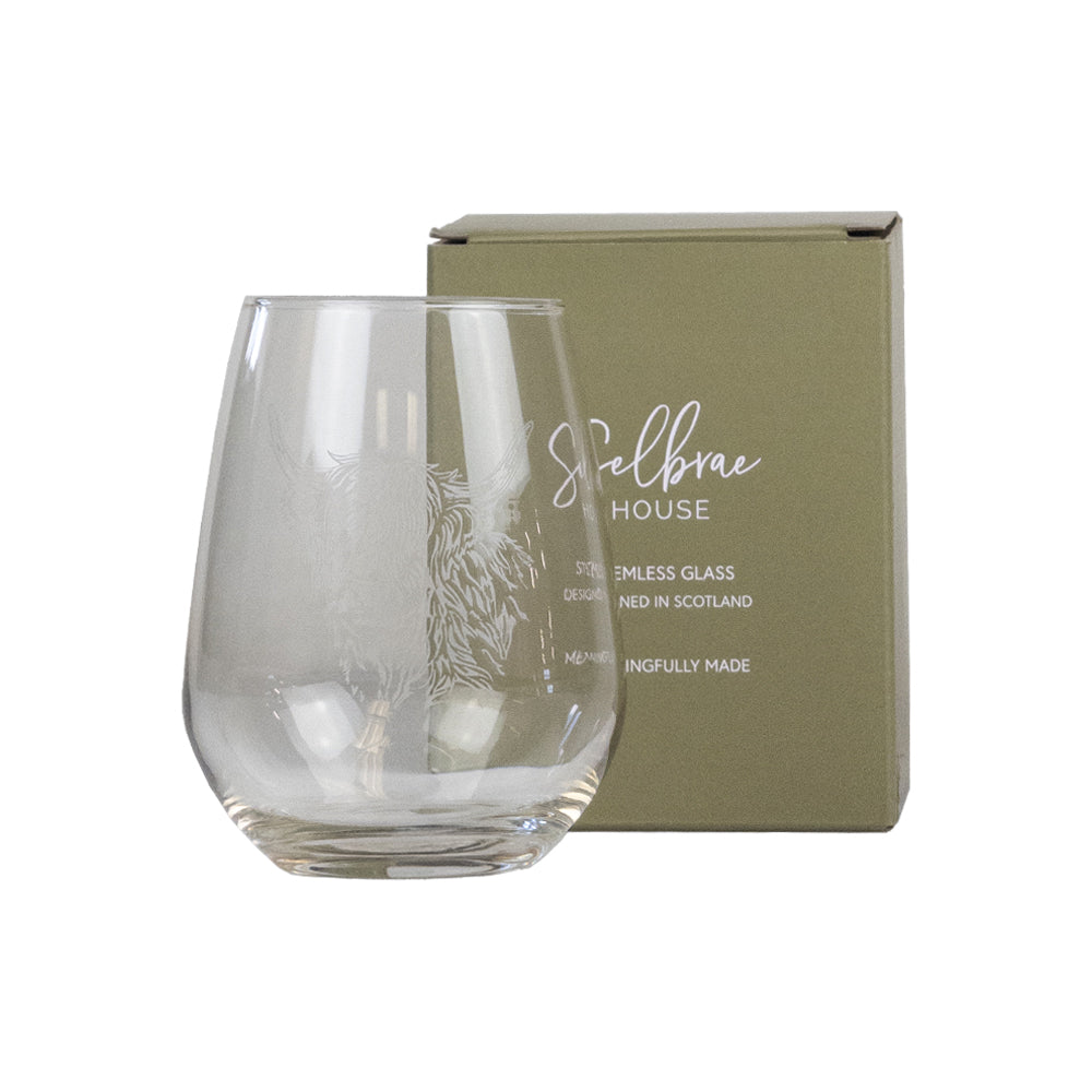 Highland Cow Stemless Glass