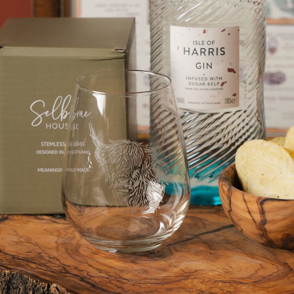 Highland Cow Stemless Glass