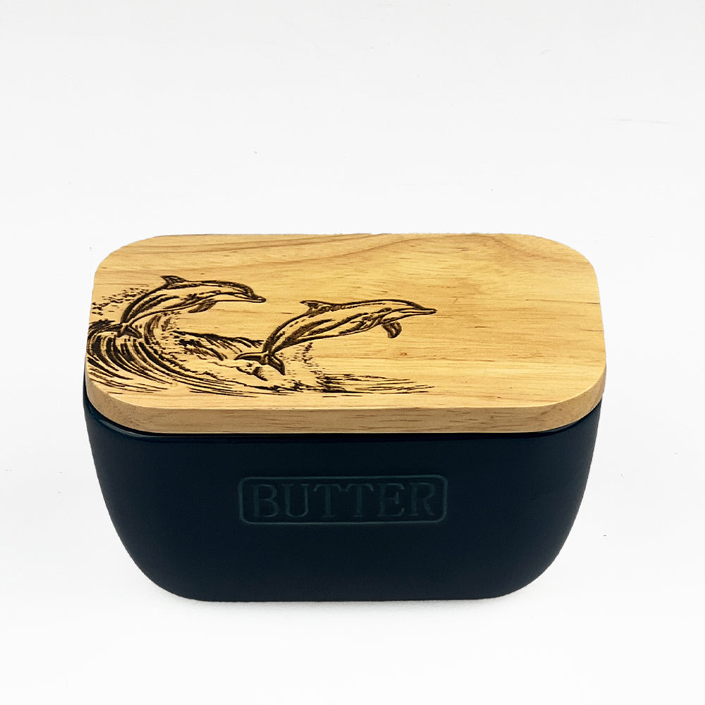 Dolphin Blue Butter Dish