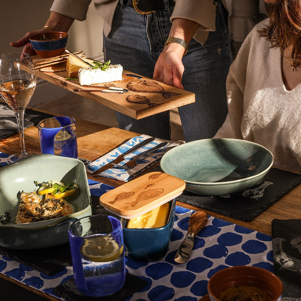 Fish Repeat Blue Butter Dish
