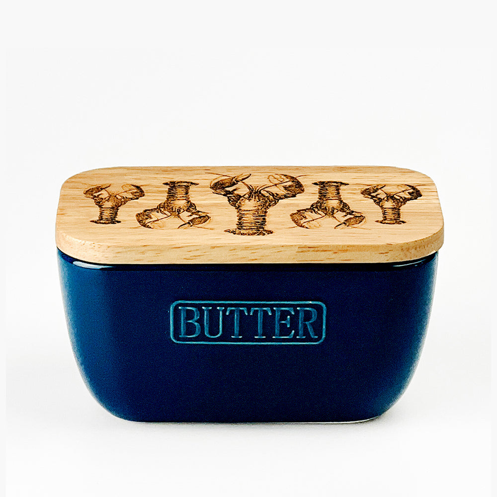Lobster Repeat Blue Butter Dish