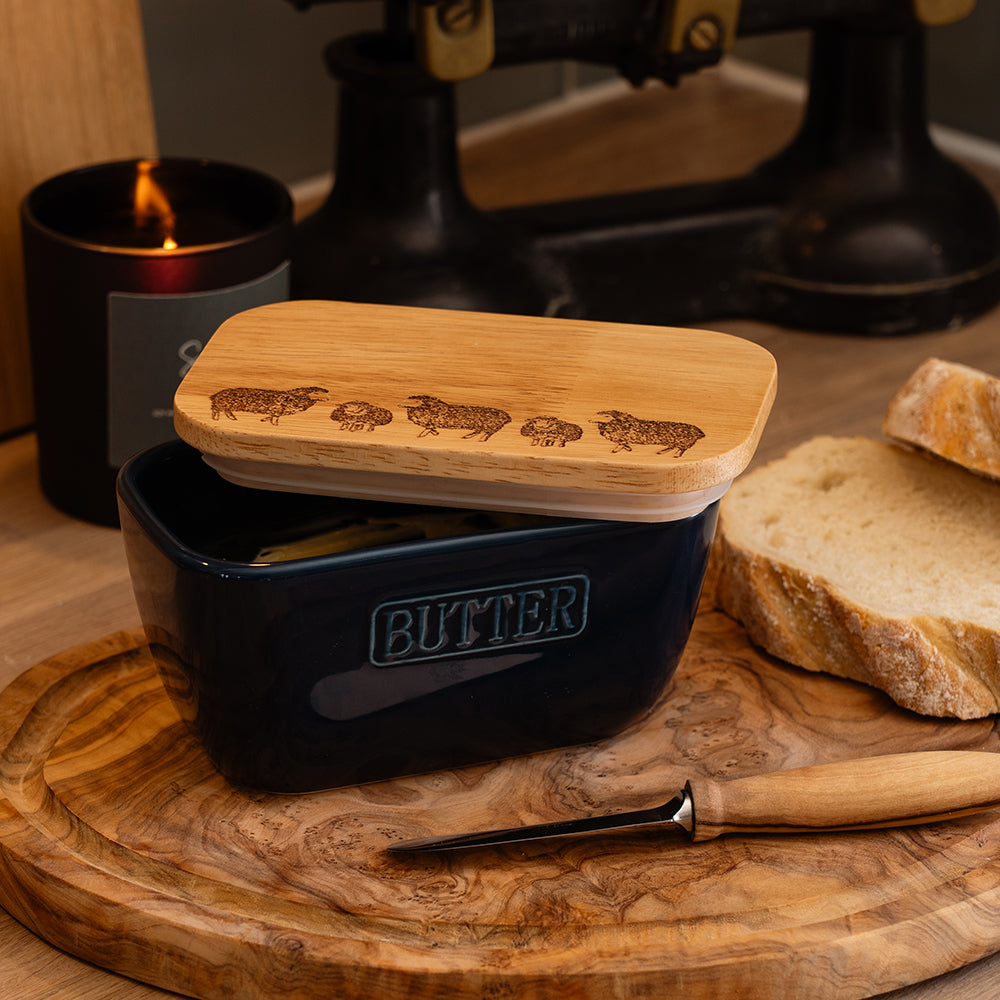 Sheep Blue Butter Dish