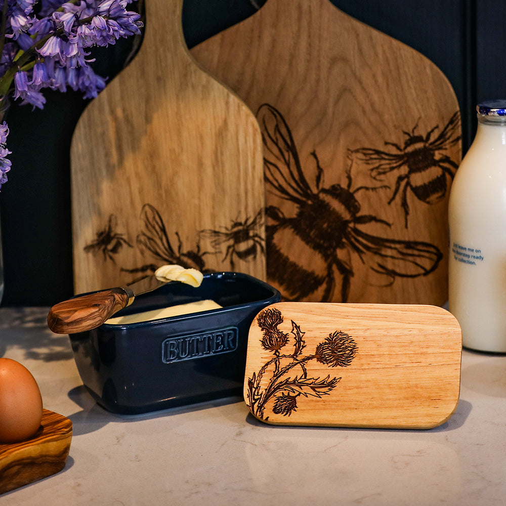 Thistle Trio Blue Butter Dish