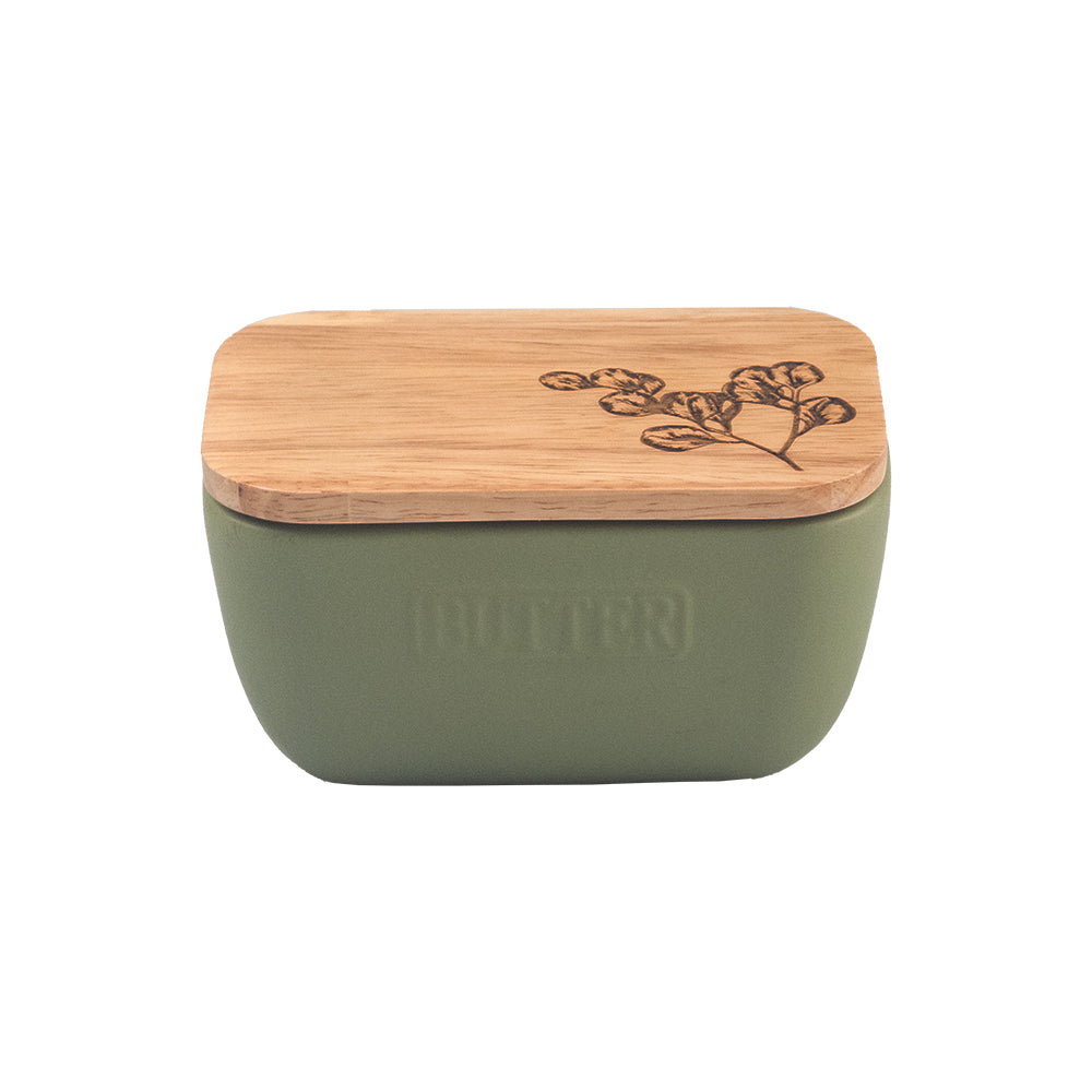 Flora Sage Green Butter Dish